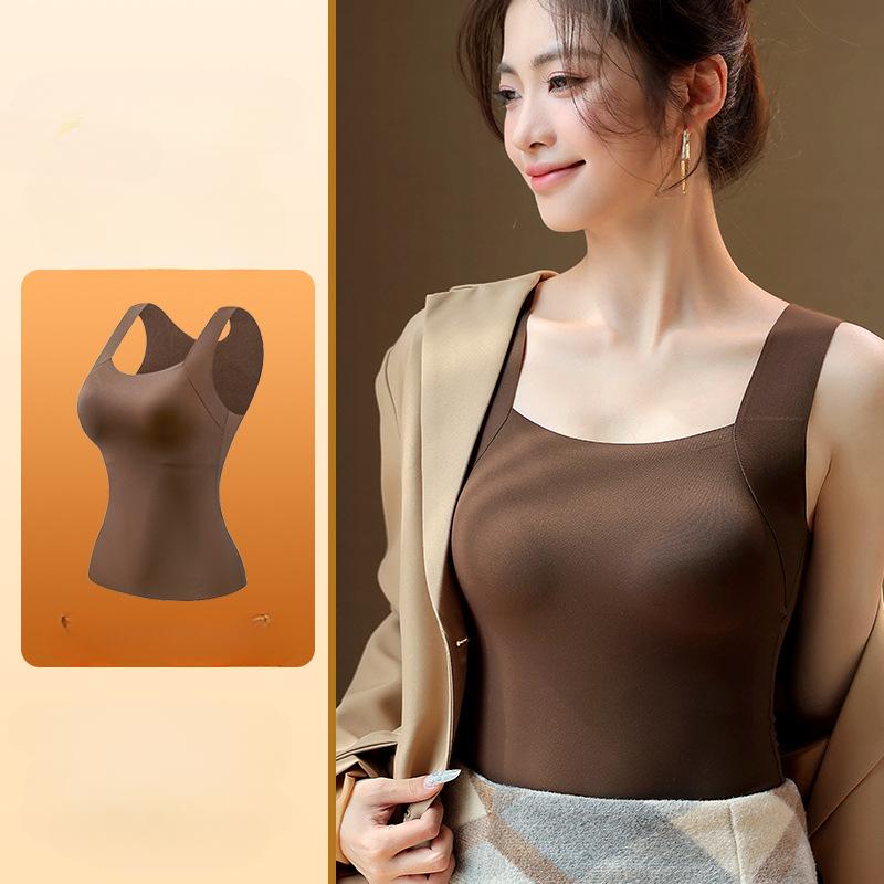 Autumn/Winter Bare Skin Bottom Clothes Warm Tank Top Women's Chest Mat Underwear Fixed Cup Beauty Skin Clothes Bottom Clothes Tank Top Autumn Clothes