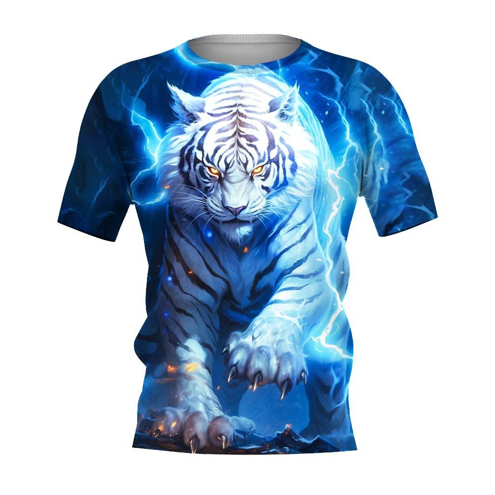 New Summer Tiger Pattern 3D Print T-Shirts Men Women Animal Cute O-Neck Short Sleeve Oversized Harajuku Tee Top Kid Man Clothing
