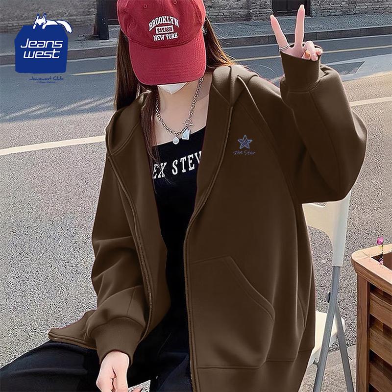 JEANSWEST CLUB Women's Collegiate Zip-Up Hoodie