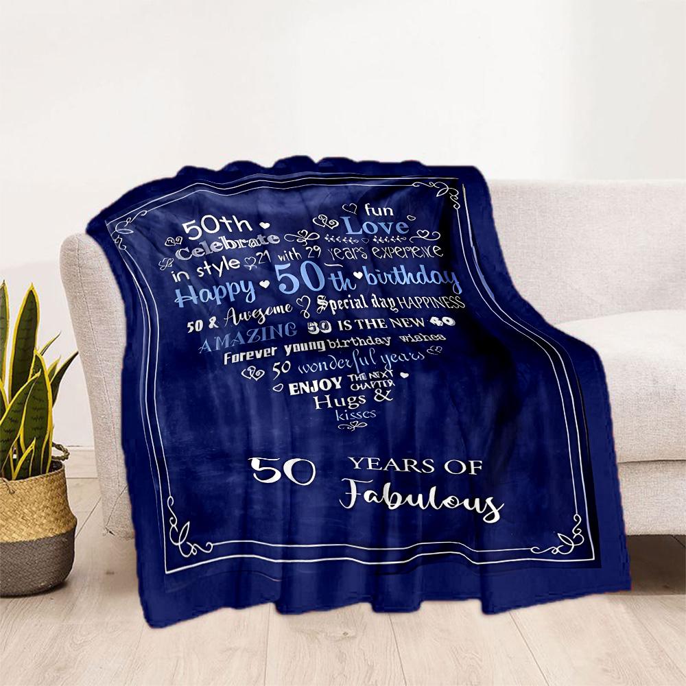 1pc 50th Birthday Celebration Blanket Soft and Warm for Sofa Office Camping Travel Livingroom Great Gift for Friends and Family Comfortable