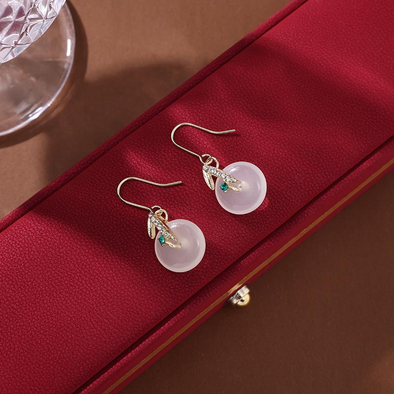 Boucles d'oreilles gland perle en forme d'éventail:  Pendentif Boucle de Paix Style Chinois Rétro pour Costumes Hanfu