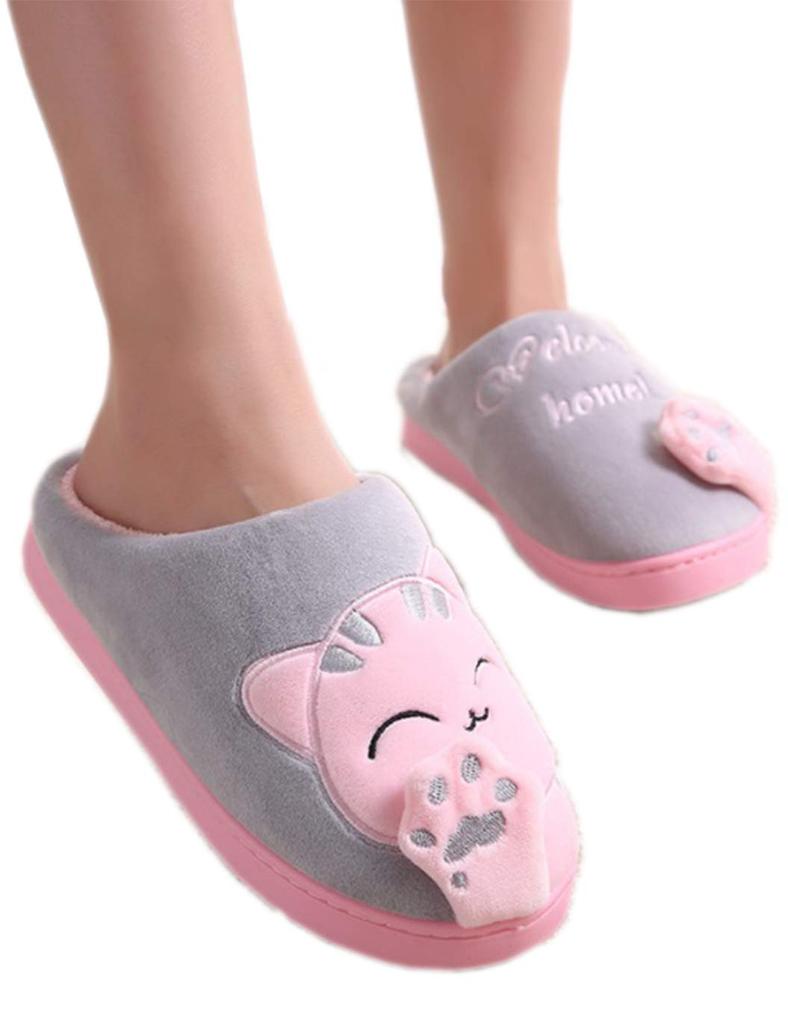 Atexiu Unisex Cute Cat Room Shoes for Men and Indoor Shoes for Winter Size 24cm Slippers, Print, Women, Couples, Slippers, Warm, Cold-Proof, Quiet,