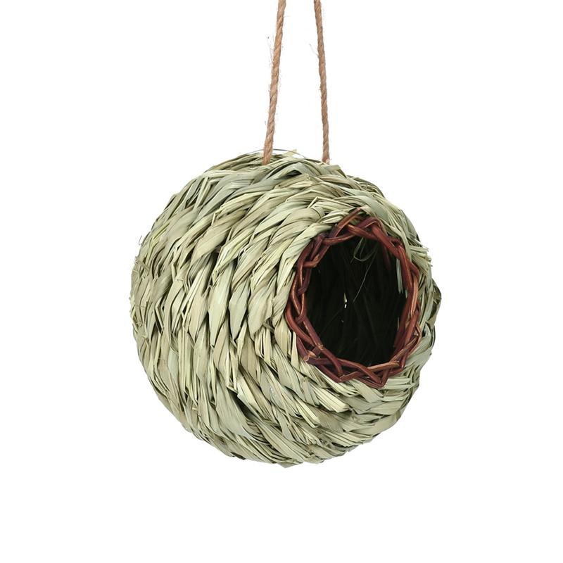 

M-Modern-4PCS Ball Shaped Grass Woven Birds Nest Early Childhood Education Handmade DIY Weaving Bird House Horticultural Decor D