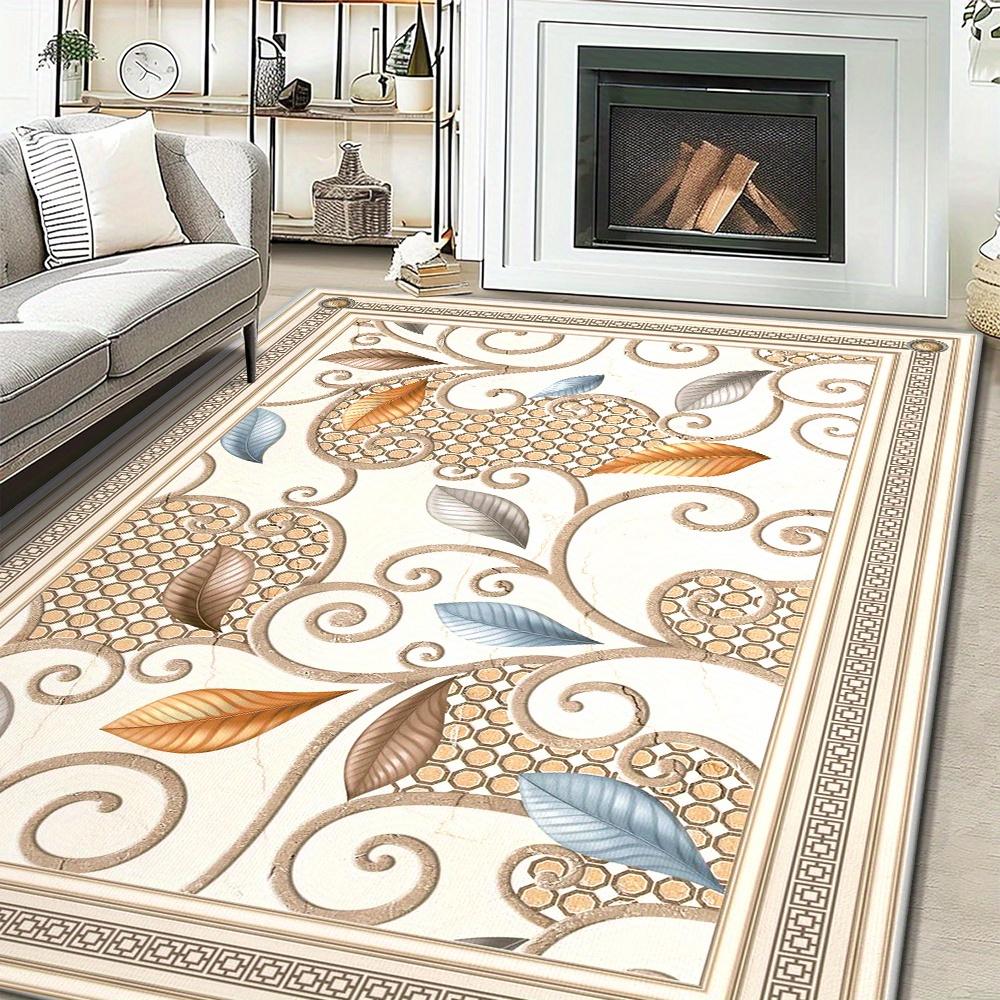 

Modern Minimalist Floral Print Area Mat Polyester for Living Room, Bedroom, Office, Washable Area Mat, Bedroom Floor Decor 40x60cm