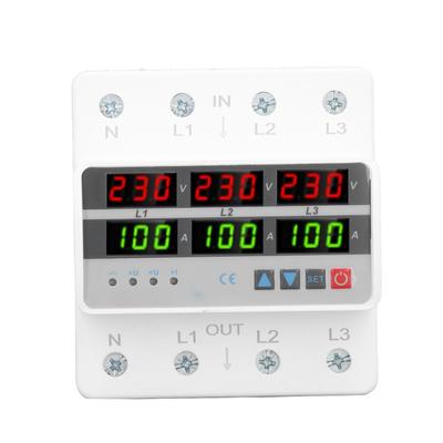 3 Phase DIN Rail Protective Device Over Under Voltage Current Limiting Self Resetting Protector AC22
