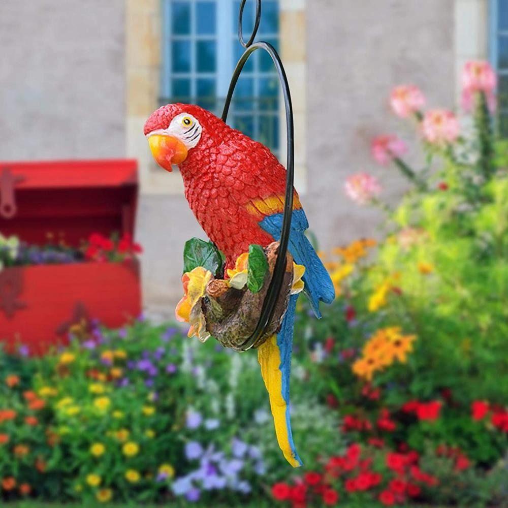 Artificial Bird Statues Iron Ring Hanging Sculpture Parrot Statue For Home Office Room Ornaments