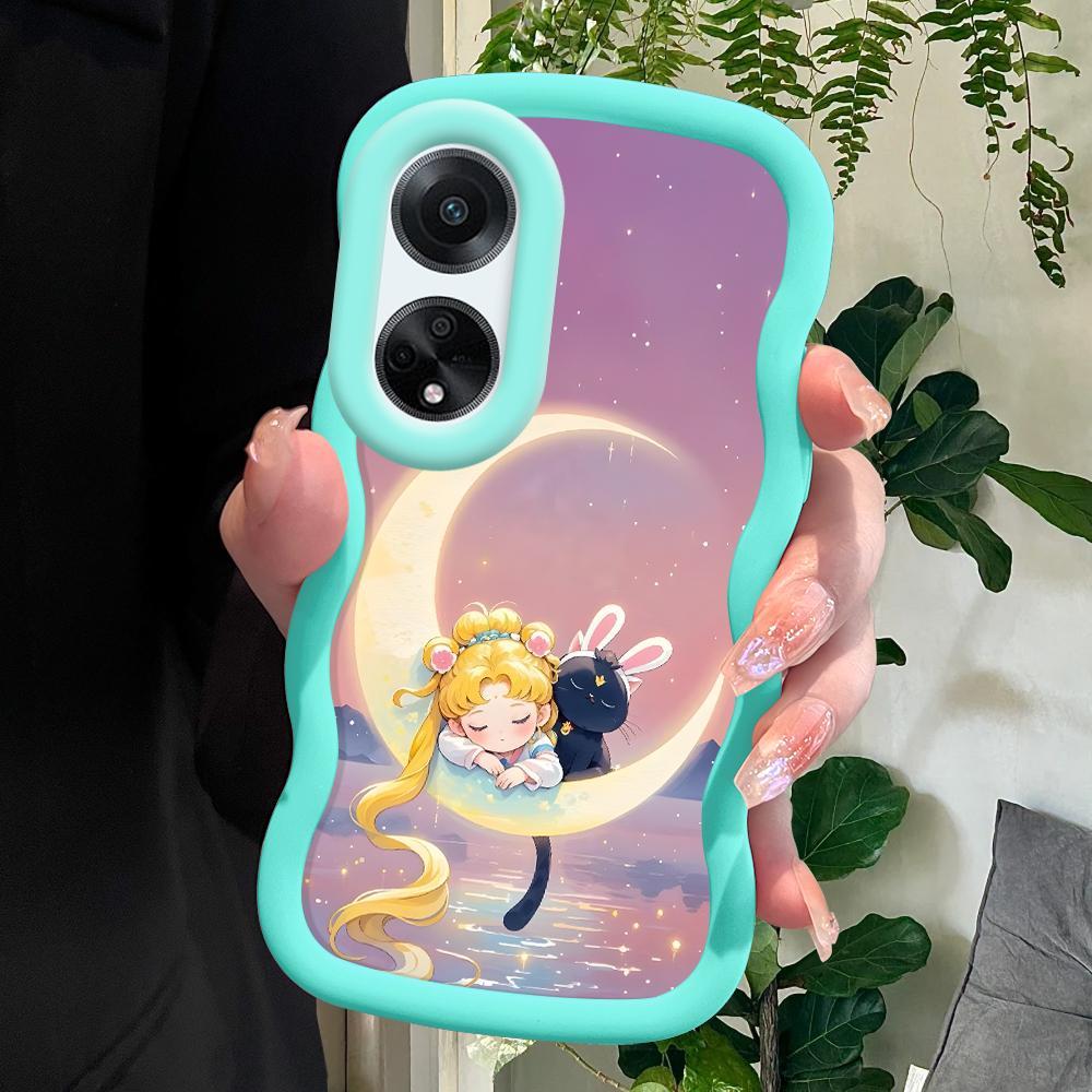 

Окрашенный узор Big Wave Edge Мягкий силиконовый материал Macaron чехол для телефона противоударный защитный резиновый чехол для OPPO Reno Realme OPPO A53S синий