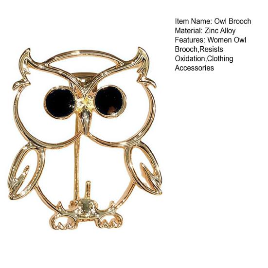 Owl Brooch Strong Pin Safe Anti-Lost High-Quality Alloy Durable Anti-Oxidation Hollow Cute