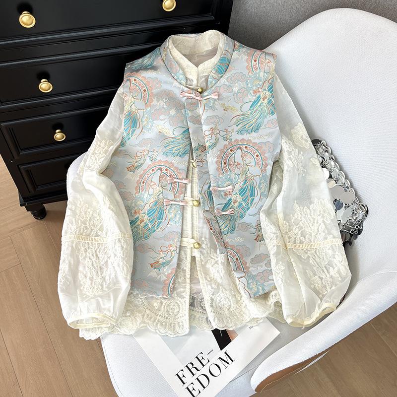 Temperament Vest Women Brocade Jacquard Vest Vest Early Spring Improvement Guochao