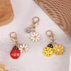 1/3Pcs Creative Blessing Card Colorful Flower Ladybug Keychain Drip Oil Little Daisy Sunflower Backpack Pendant Accessories