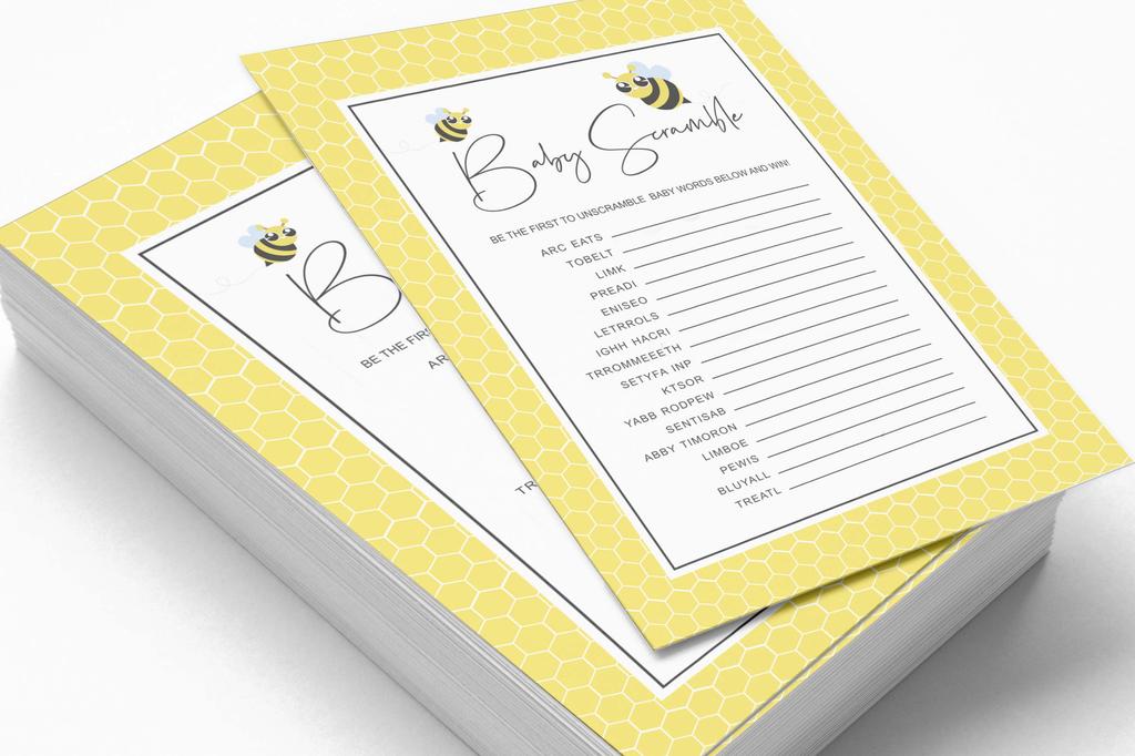 Inkdotpot Gender Neutral Honey Bee Party Supplies-Set Of 50 Baby ShowerA  Prediction Cards For Baby Shower