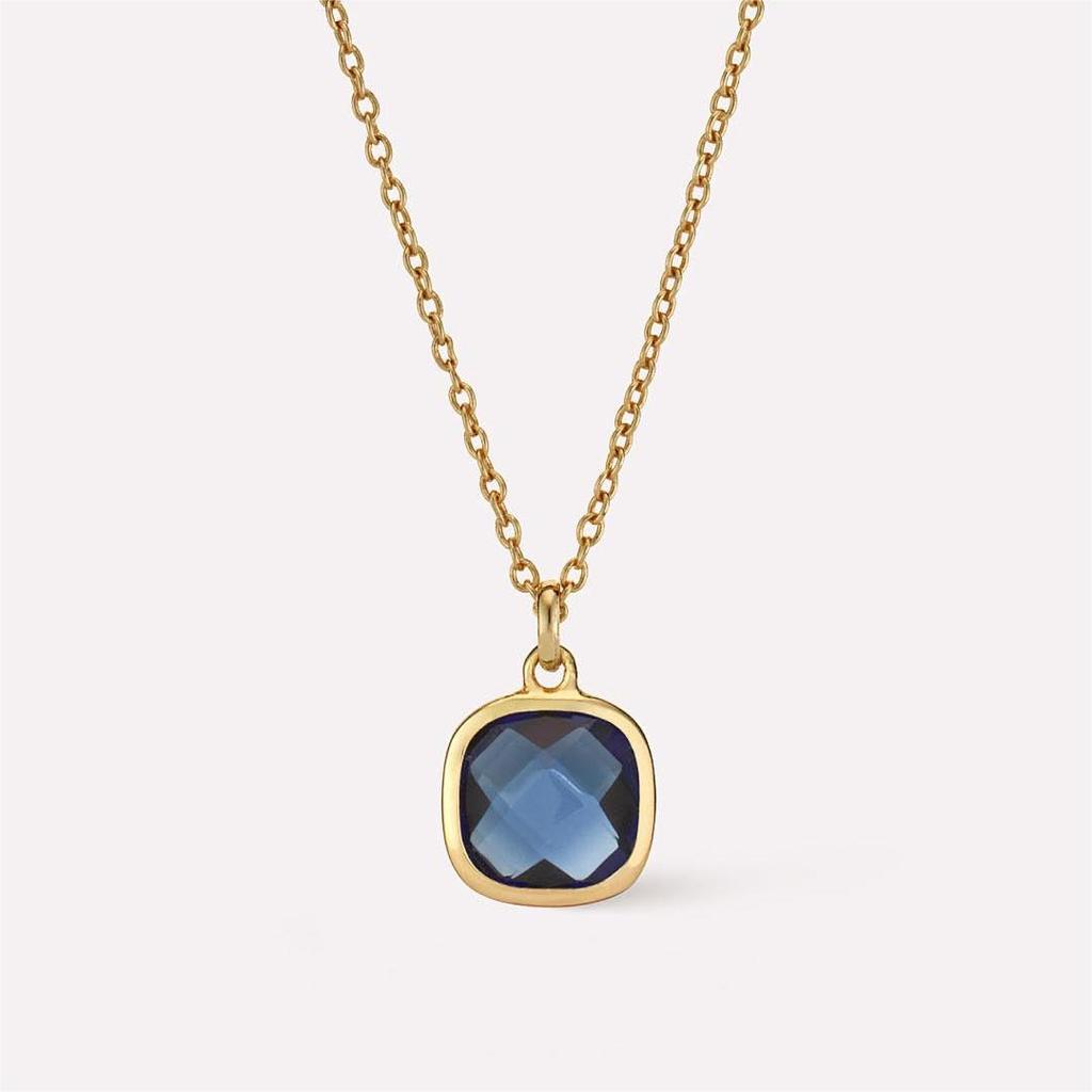 Olive Green Square Pendant Necklace with Clavicle Chain
