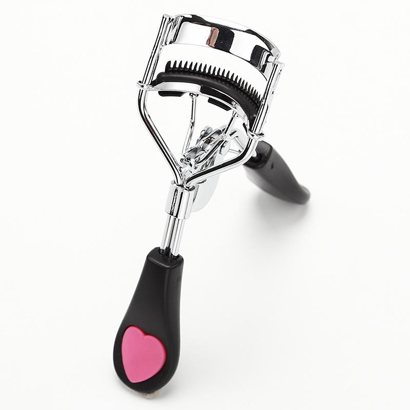 Heart-Shaped Silicone Handle Eyelash Curler - Wide Angle Curling Tool for Beginners
