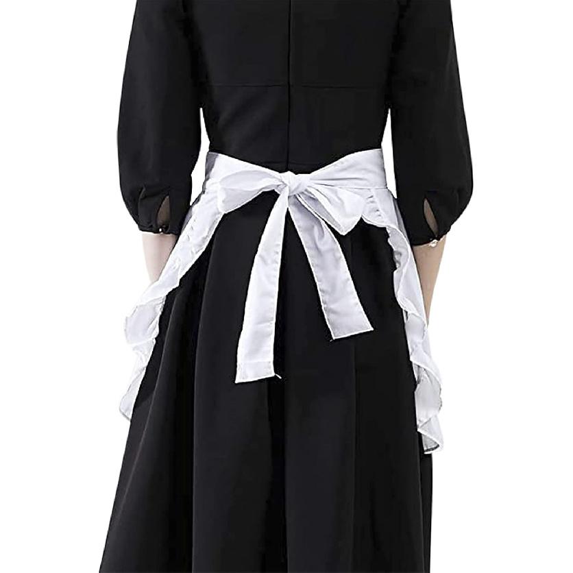 Damen Halbschürze mit zwei Taschen Weiße Haube Pilgerhut Kolonialhut Handmaid's Tale Kostüm Koloniales Kleid