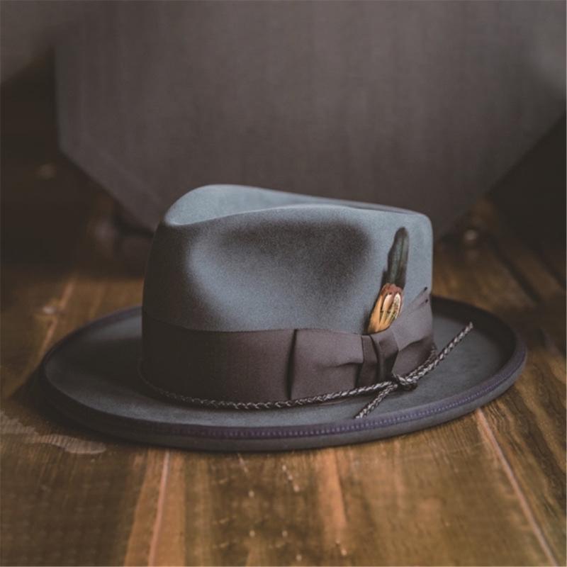 Vuxen Trilbyhatt Bekväm Fransk Stil Bandhatt Rephatt Vuxen Festival Party Festival Formell Samling Fedorahatt