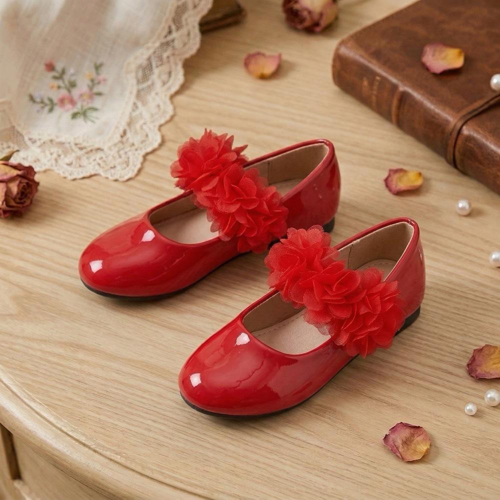 Girls  British Style Princess Soft Sole Leather Shoes 27 красный