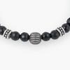 Antique Wrinkle Ball Point Black Cut Onyx Gemstone Bracelet (C2403AC1187_BK)