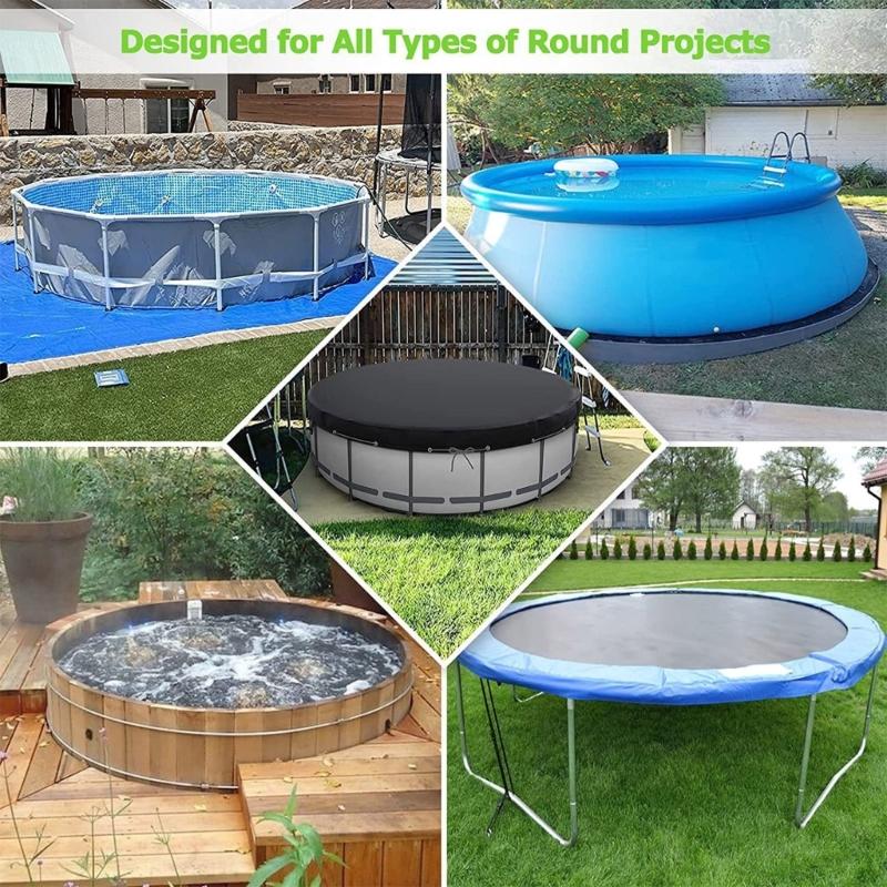 Heavy Duty 182CM Round Pool Cover Heavy Duty Waterproof Round Pool Cover for Above Ground Pool Windproof Rope