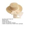 Beach Straw Hat Flat Top Wide Brim Sun Protection Hat with Tulle Bow Imitation Pearls Decor Hand-Woven Breathable Summer Hat
