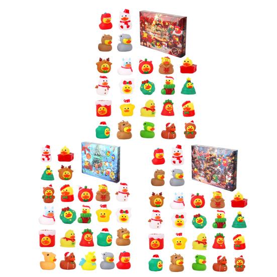 24Pcs Christmas Rubber Ducks Advent Calendar 24-Day Countdown Box Fun Decorative Kids Gift Xmas