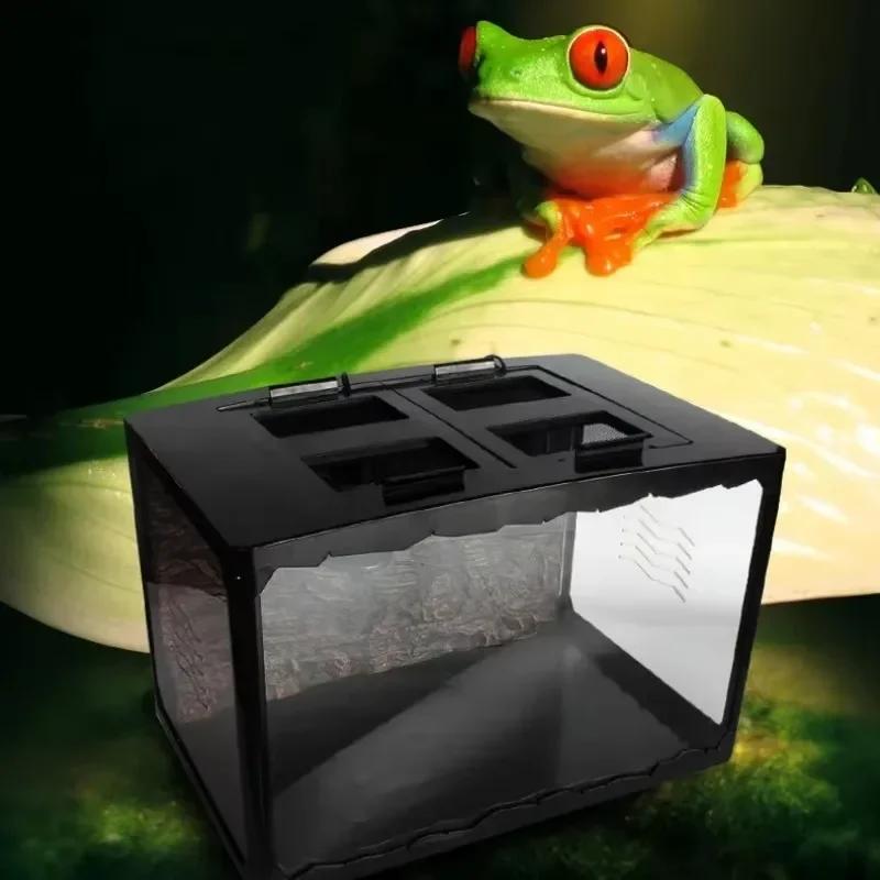 Reptiles Breeding Box Foldable Lizards Scorpion Habitat Terrariums Transparent Glass Leak-proof Cage Reptile Accessories Spiders