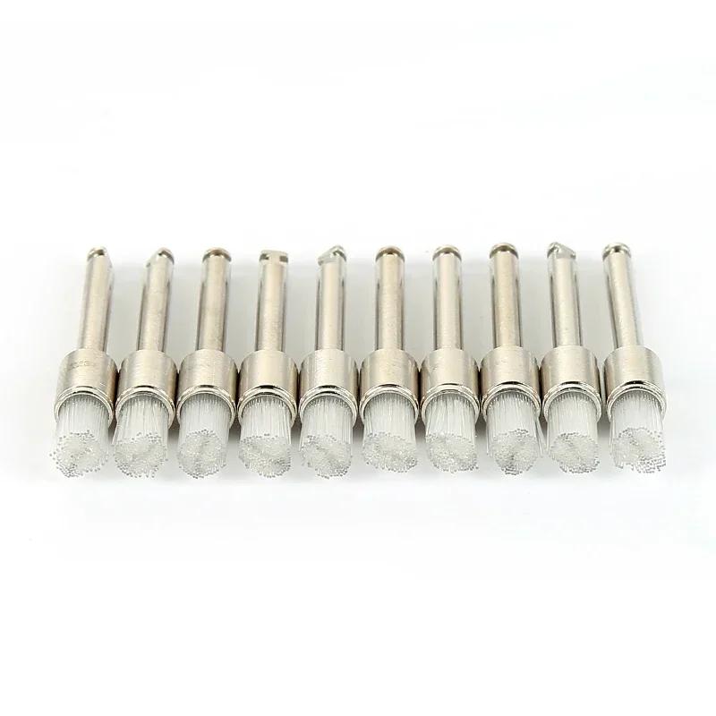 100Pcs Dental Lab Nylon Small Latch/taper Polishing Polisher Prophylaxis Soft Brushes Dentist Products 0.6Cm Brus White Fla