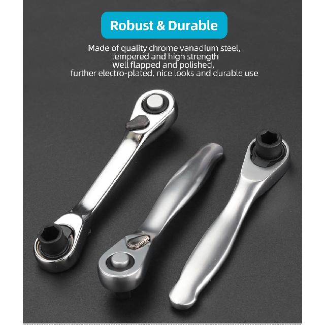 Bicycle Mini Socket Ratchet Wrench 72-tooth Double Ended Optional Screwdriver Hex Torque Spanner Car &Bike Quick Repair Tool