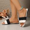 Cross Border Open Toed Low Heeled Slippers for Women In The Summer of 2025, New Fashionable Pleated One Line Sandals