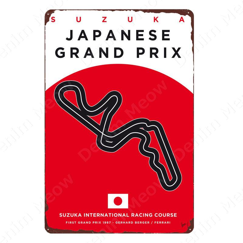 Vintage F1 Championship Metal Tin Sign, Racing Track Poster, Bar Cafe Club Wall Decoration, Grand Prix Circuit Iron Plaque,ZSS84
