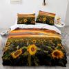 Sunflower Cow Bedding Set Kids Yellow Floral Cattle Duvet Cover King/Queen Size for Girls Teens,Western Bull Decor Quilt Cover
