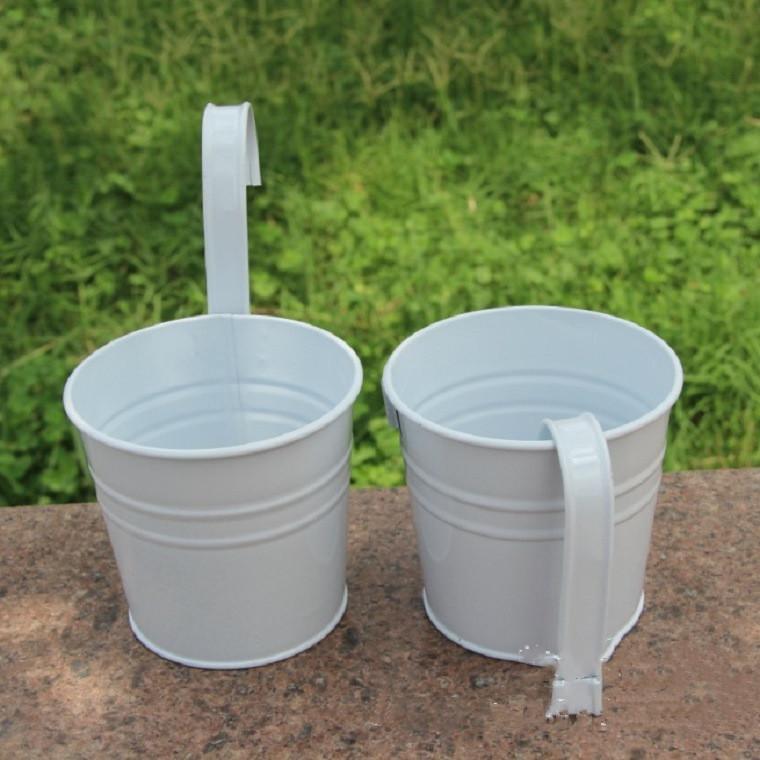 Hanging Planter Railing Balcony Planter for Indoor Outdoor Plants,Metal Bucket Herb Planter for Window Wall Fence with Removable Hooks