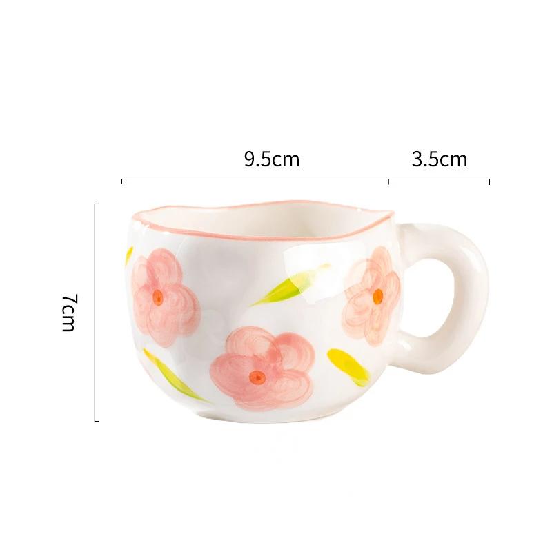 Handmade 300ML Cute Creative Irregular Ceramic Mug for Home Use Flower Clouds Mugs Coffee Cups Breakfast Milk Tea Gift Drinkware