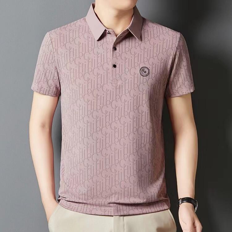 Casual Men's Short-Sleeved T-shirt Men's Summer New Young and Middle-Aged Jacquard Fashion Casual Polo Shirt