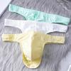 Men's Cotton Thong Sexy T-back Support Pouch Underwear Low Rise Soft Stretch Panties No Fly Covered Underpants