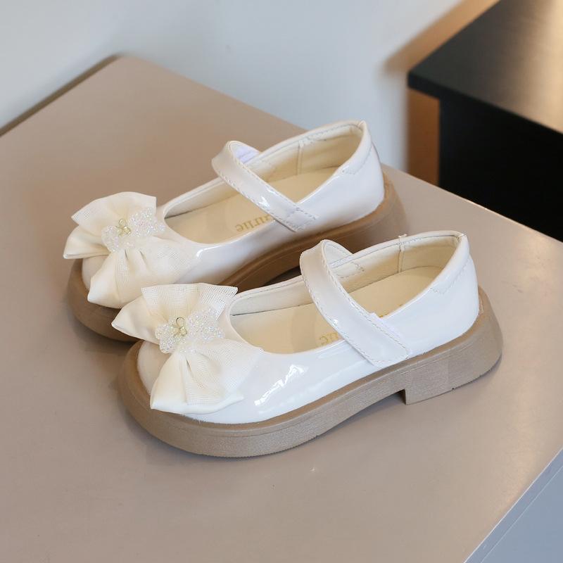

Spring Girls Soft Sole Butterfly Princess Shoes Primary School Fashion Flat Leather Shoes size 26
