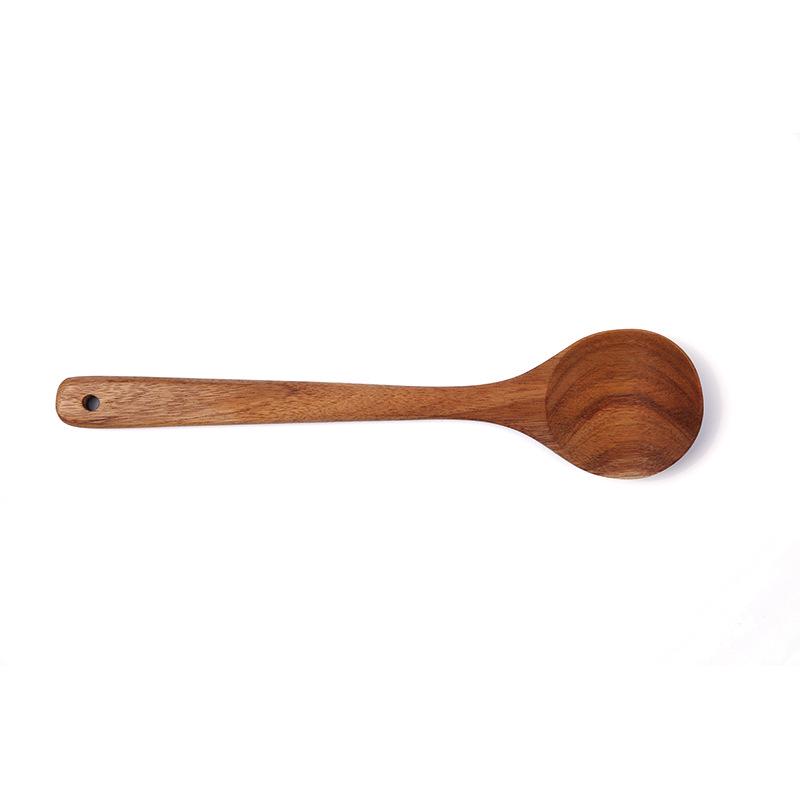 Acacia Teak Long-Handled Wooden Spoon & Shovel Set for Salad Mixing, Ready To Use