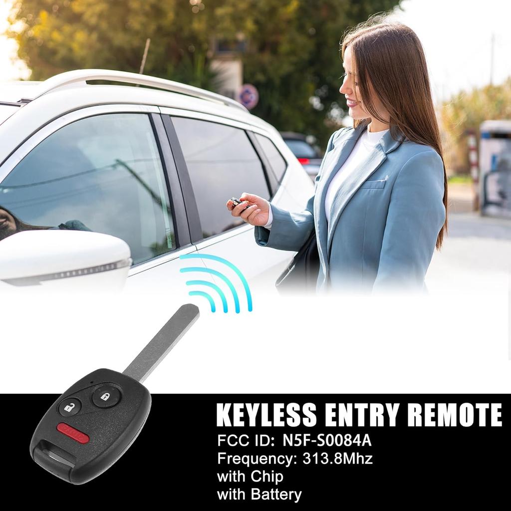 Keyless Entry Remote for Honda Civic LX NGV Odyssey LX 2006-2017 313.8Mhz N5F-S0084A 3 Button Reusable | Control Replacement Car Key Fob 1 Pcs