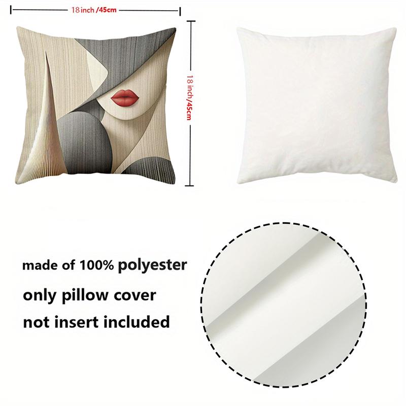 Stylish Women'S Face Printed 2D Cushion Pillow Covers Polyester Pillowcase, Sofa Decorative Cushion Cov Headboard Pillow