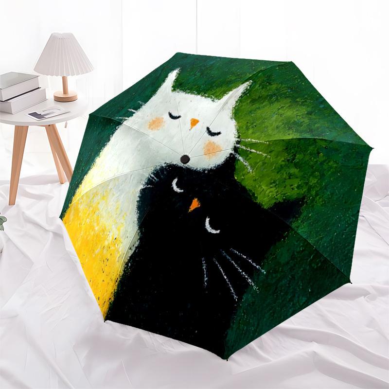 1pc Cats Friendship Automatic Open/close Umbrella, 8-Rib sturdy structure, Portable Travel Umbrella, Parties, Everyday Use, Outdoor Accessor