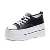 Spring Autumn Flat Platform Genuine Leather Shoes Women Fashion Sneakers Black White Height Increasing Shoes 8cm