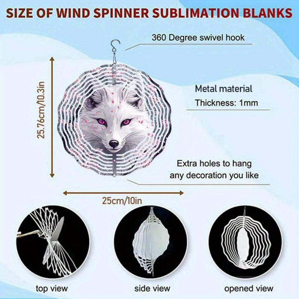 Rotating Wind Chime Pink Sakura Fox Pattern 3D Metal Garden Spinner Large Kinetic Wind Catcher Outdoor Decor Gift for Home Yard