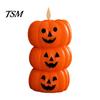 Stacked Pumpkin Lantern Halloween Flameless Fake Candle, Battery Operated Pumpkin/Ghost Candle Light, Fireplace Light LED Flickering Pillar for Dinner