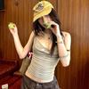 Ins Style Draped Collar Cami Top Women Sexy Pure Desire Spaghetti Strap Vest Summer Daily Wear