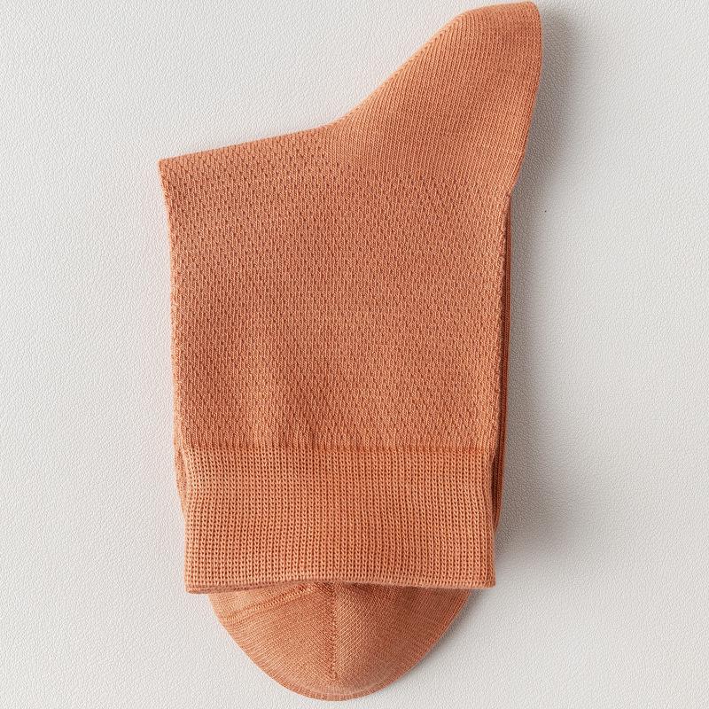 Breathable, Mid-calf Pure Cotton Socks: Mesh, Odor-resistant, Sweat-absorbing, Thin for Spring/summer, Solid Color, Seamless, Long Fit.