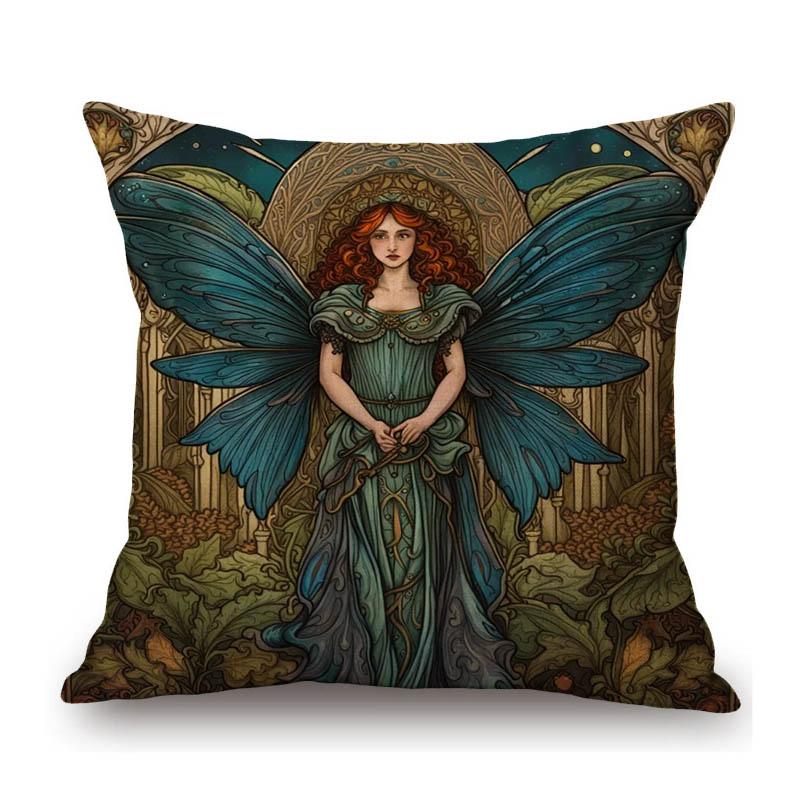 Renaissance Retro William Morris Style Beautiful Lady Girl Flower Floral Classic Home Decoration Sofa Pillow Case Cushion Cover