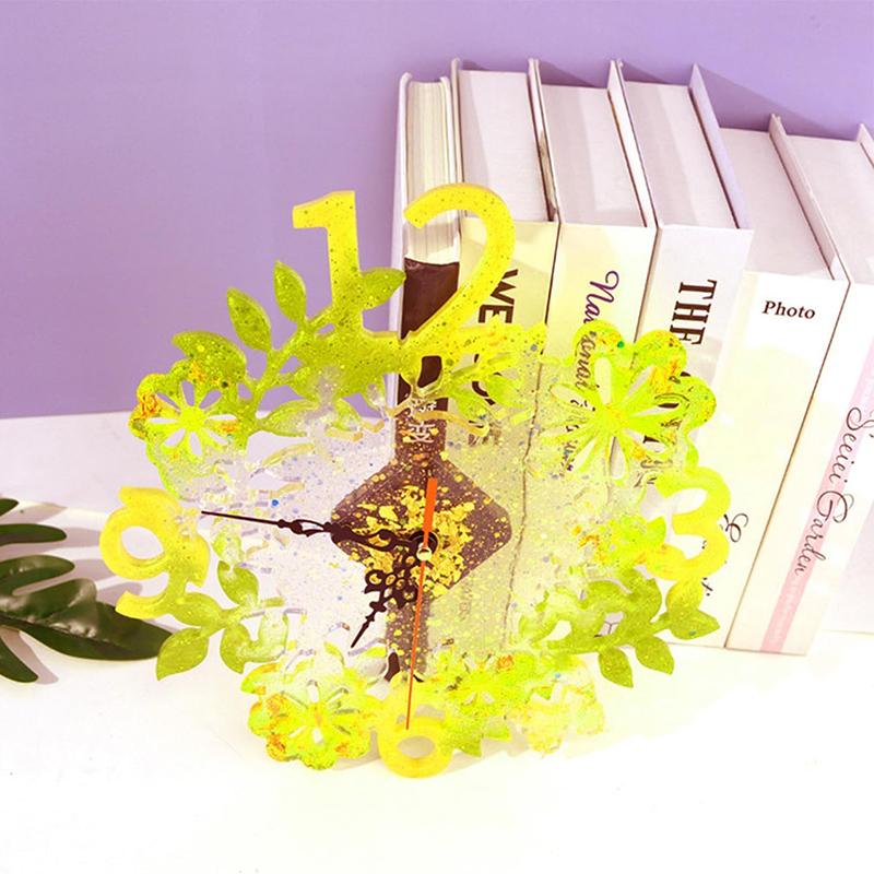 WTEMPO Large Clock Resin Mold Silicone DIY Wall Hanging Decorative Flower Clock Silicone Mold for Arabic Numerals Clock Making Home Decoration Crafts
