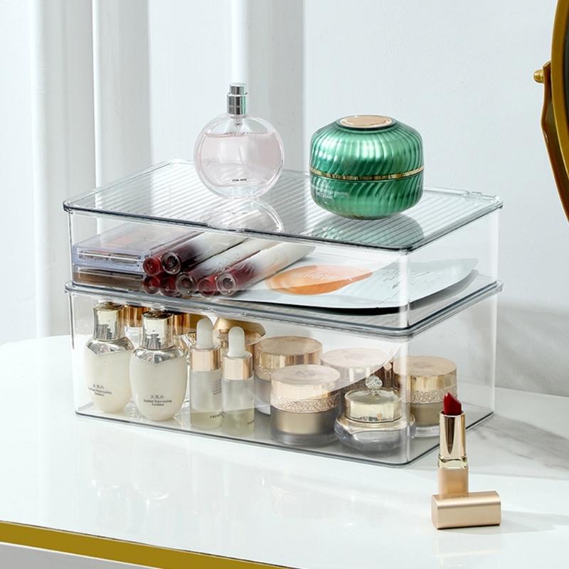 Transparent Acrylic Desktop Organiser Box Flips Lid for Quick Access and Organized Items for Desk Organization