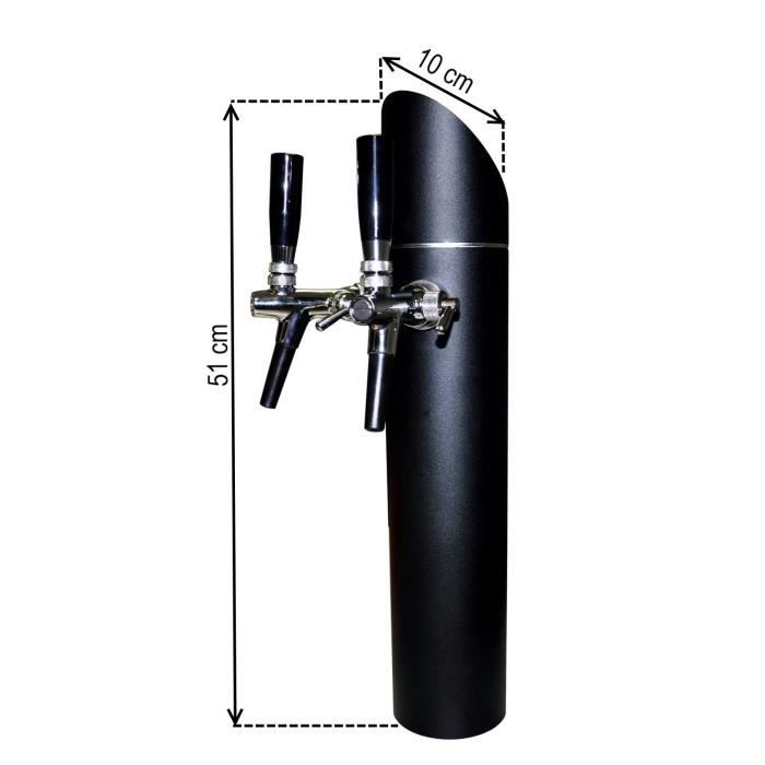 Colonne à bière - ICH-ZAPFE.DE - Modèle Black Tower - 2 lignes - Noir mat - 51 cm