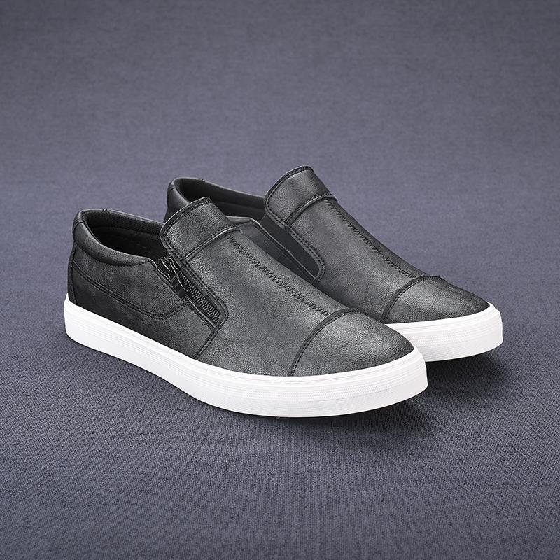 Nové ležérní kožené boty pánské pohodlné nazouváky Britský styl ležérní kožené boty pro muže móda Yuppie tenisky Mužské