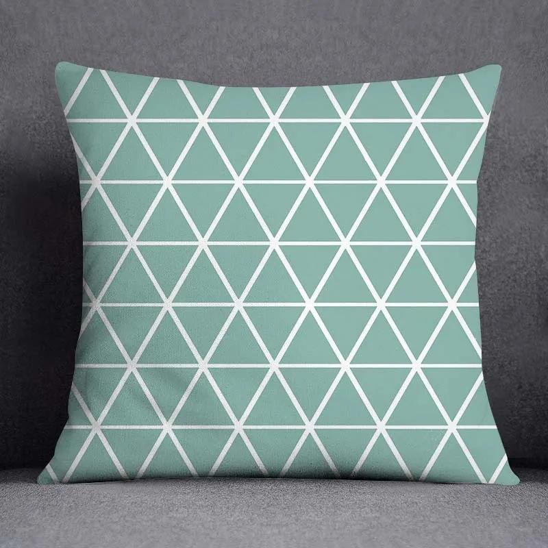 Fresh Green Simple Geometric Pillow Cover Living Room Sofa Office Seat Car Waist Cushion Cushion Cover Home Decoration